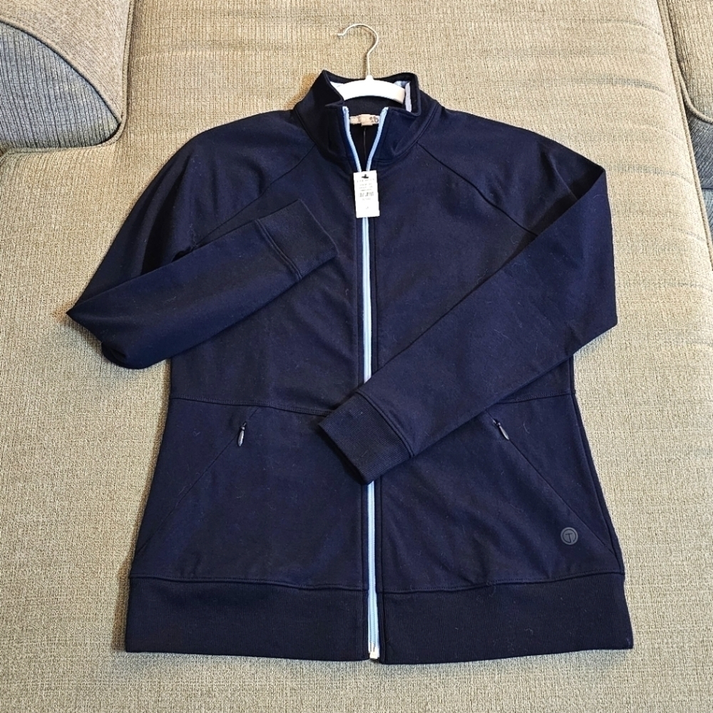 Talbots Dark Blue Casual Athleisure Yoga Neutral Gym Light Jacket Small Petite
